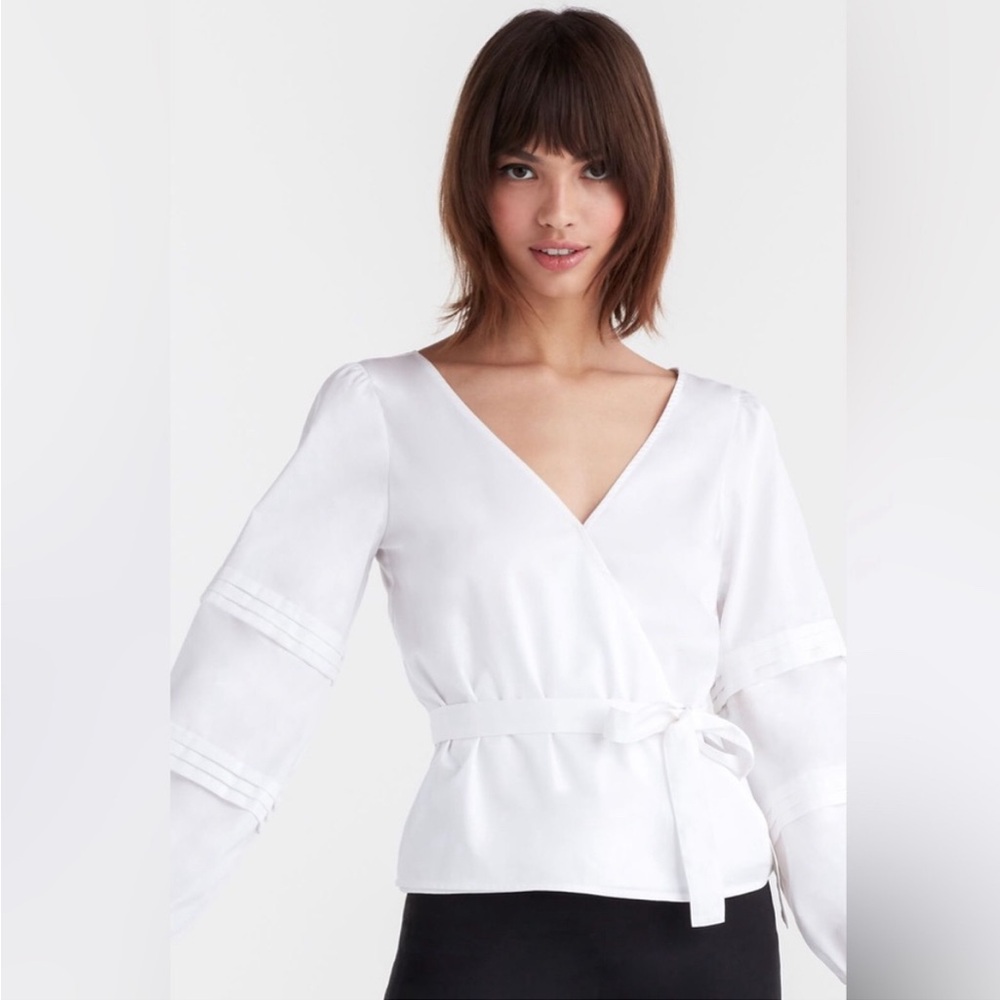 VETTA White Organic Cotton Poplin Convertible Blouse Size M NWT